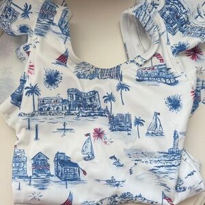 Janie and Jack White Top with Blue Nautical Design